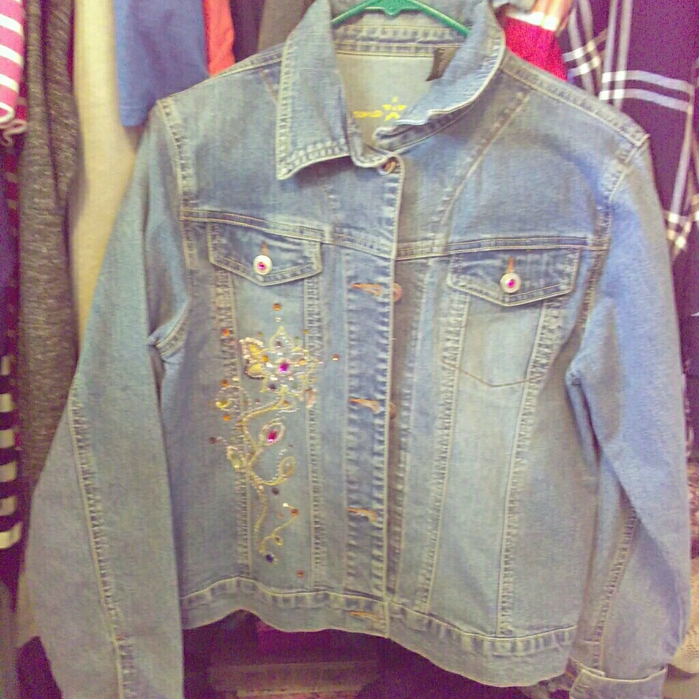 Kids Denim jacket with bedazzled butterflies